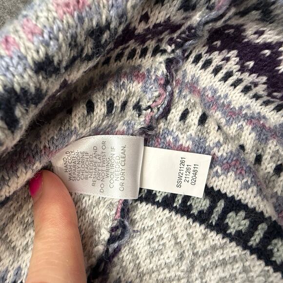 J Jill Fair Isle Hooded Sweater Stripes Women's Large Gorpcore Sustainable - Picture 7 of 9
